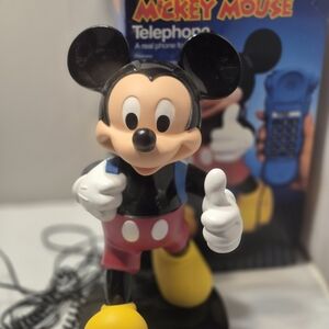 Vintage 1989s Disney Mickey Mouse Figurine Phone Stand  In Original Box Untested